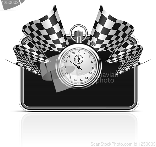 Image of Checkered flag with a stopwatch background