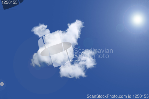 Image of Abstract clouds in the form of a bird in the blue sky