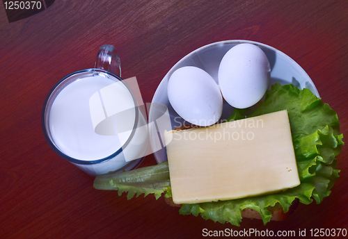 Image of Dairy produce foodstuffs. Shot in a studio. 2
