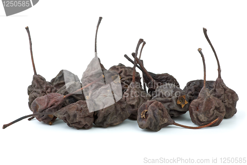 Image of Few dried smoked pears isolated on the white background