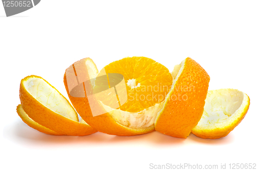 Image of Orange slice over the some peel
