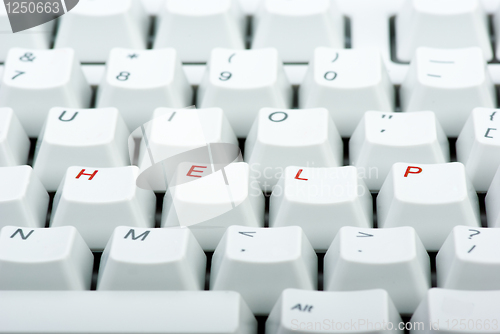 Image of Computer keyboard with 'HELP' keys