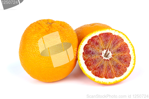 Image of Blood (red-pulp Malta) oranges and half