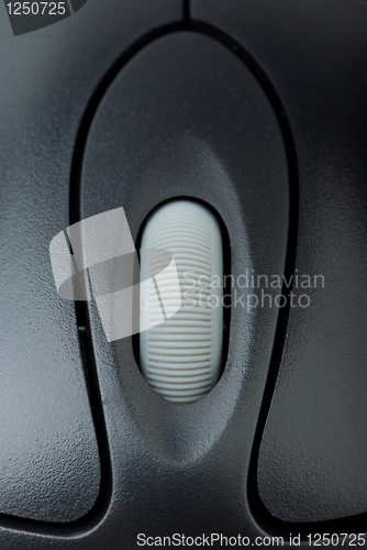 Image of Close-up shot of computer mouse wheel and buttons