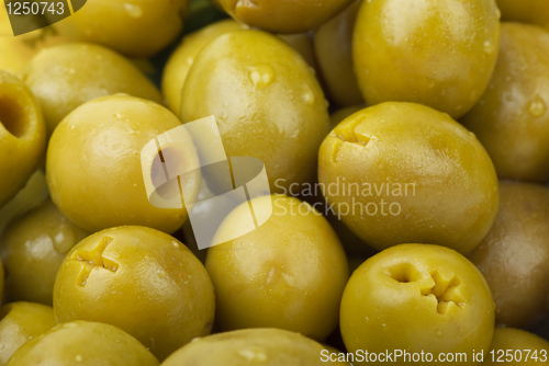 Image of Green pitted olives