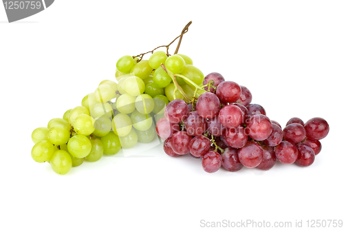 Image of Green and pink grapes isolated on the white background