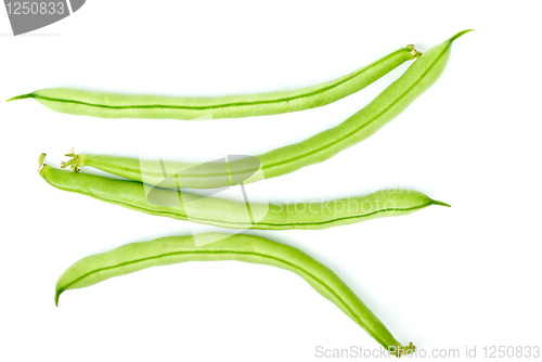 Image of Four green bean pods