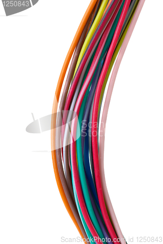 Image of Close-up shot of different colored wires