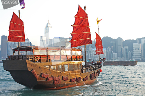 Image of sailboat in Hong Kong harbor 