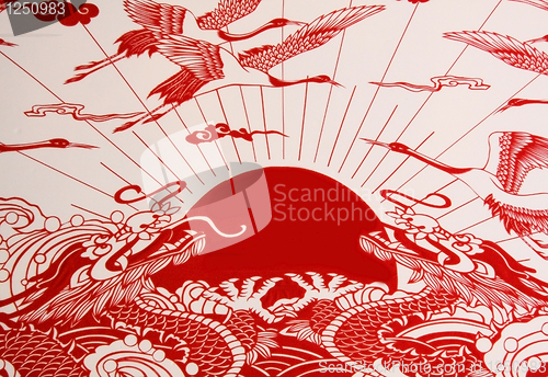 Image of Dragon,This paper-cut shows the Dragon, one of the Chinese Zodia