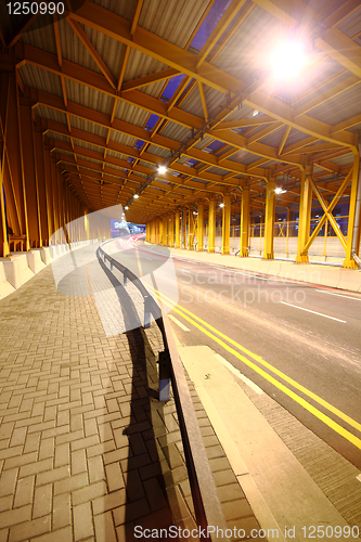 Image of Modern Urban City with Freeway Traffic at Night, hong kong 