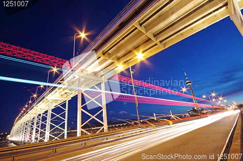 Image of highway under the bridge in macau 