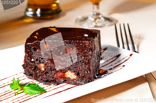 Image of chocolate and walnuts cake