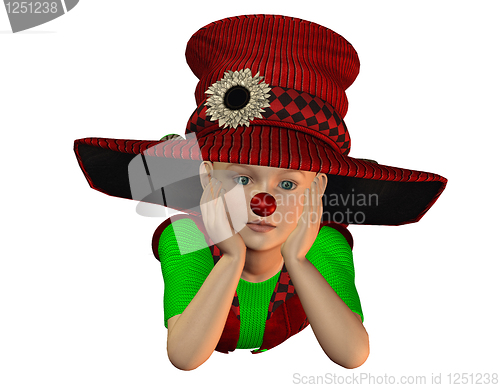 Image of lying boy with big hat