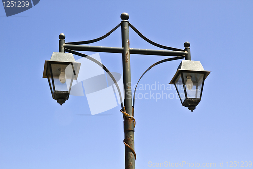Image of Street lamps isolated on blue sky 