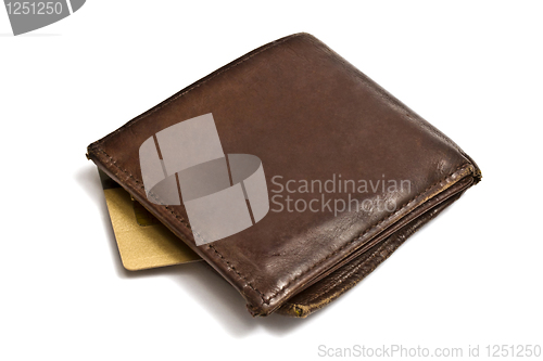 Image of Brown wallet with credit card 