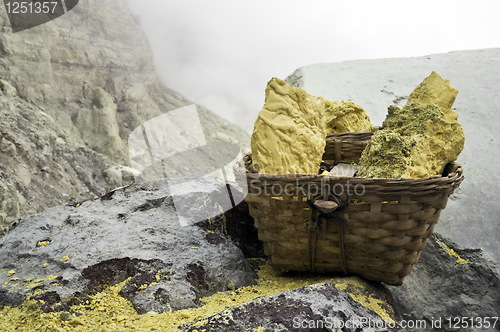 Image of  Basket full of sulfur nuggets