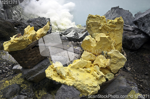 Image of Basket full of sulfur nuggets