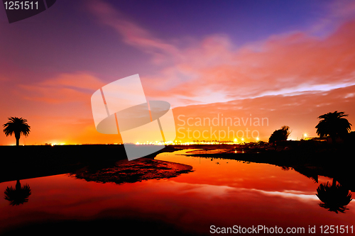 Image of Sunset on the Tejo river.