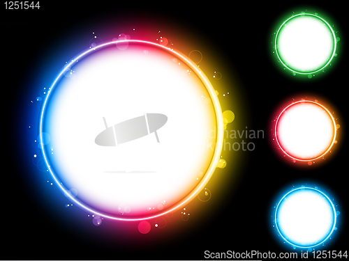 Image of Rainbow Circle Border with Sparkles and Swirls.