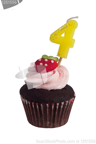 Image of Mini cupcake with birthday candle for four year old