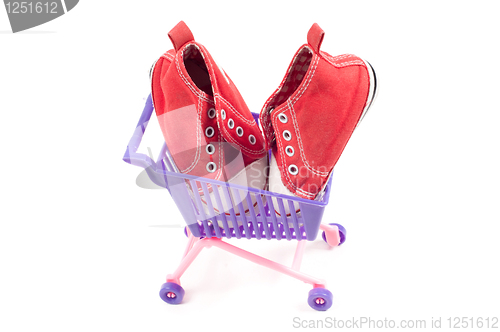 Image of Conceptual photo with miniature shopping-cart