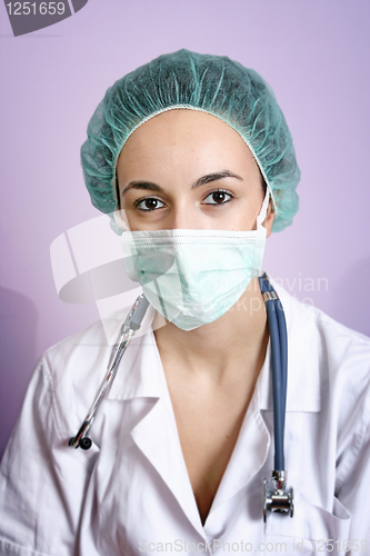 Image of Portrait of a young doctor with stethoscope.