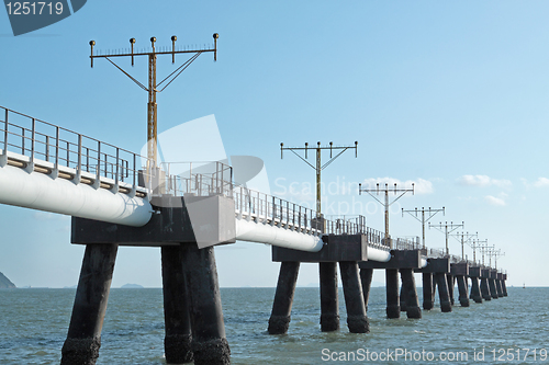 Image of airplane navigational lights on the sea