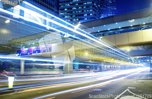 Image of traffic in Hong Kong at night 