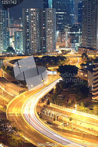 Image of traffic in Hong Kong at night 