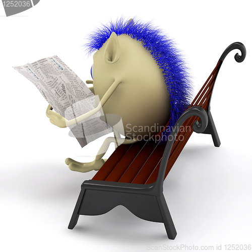 Image of Look on puppet reading newspaper on bench