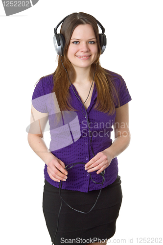 Image of Young woman with headphones