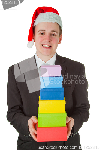 Image of Businessman with chrismas hat