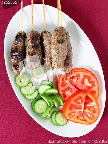 Image of Kofta plate and salad from above