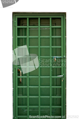 Image of green metal door