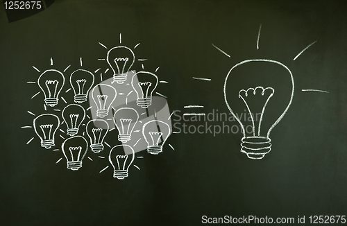 Image of Light bulbs teamwork concept