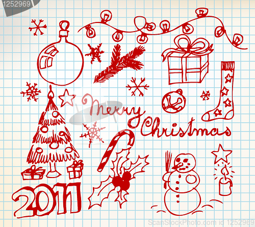 Image of Vector Christmas and New Year doodle illustrations