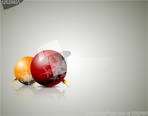 Image of Christmas spheres with snowflakes ornaments