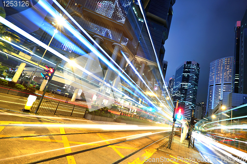 Image of traffic in city at night