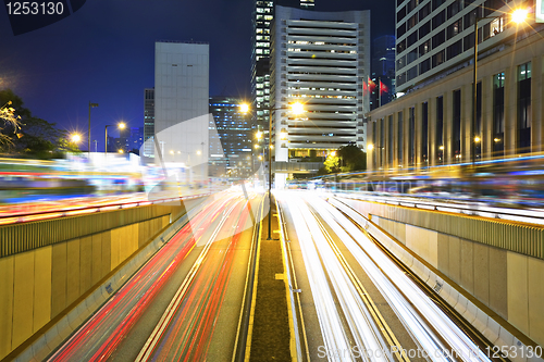 Image of traffic in city at night