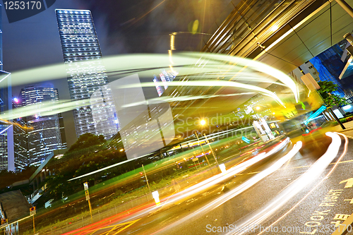 Image of traffic in city at night