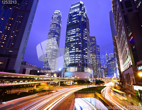 Image of traffic in city at night