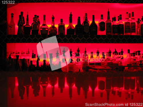 Image of red bar with bottles