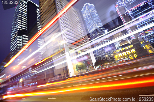 Image of traffic in city at night