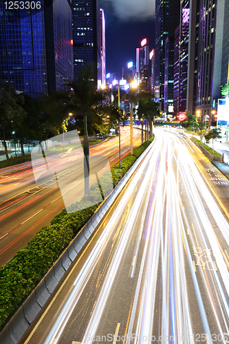 Image of traffic in city at night