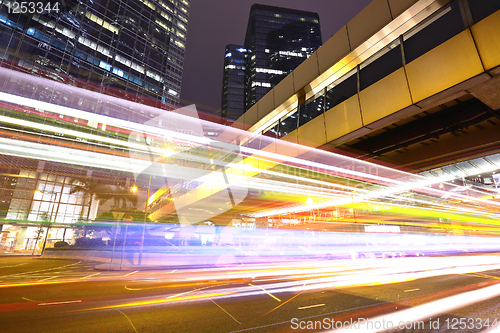 Image of traffic in city at night