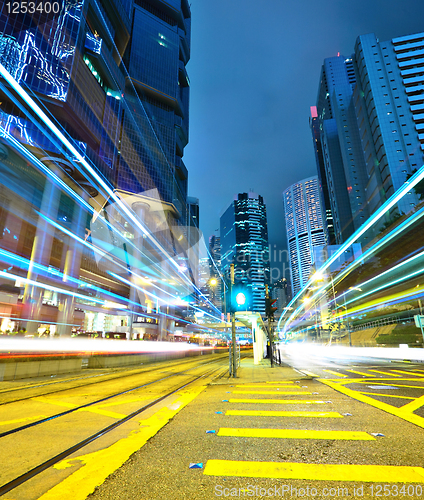 Image of traffic in city at night