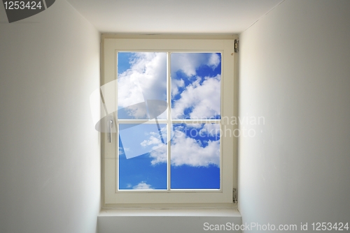 Image of window and blue sky