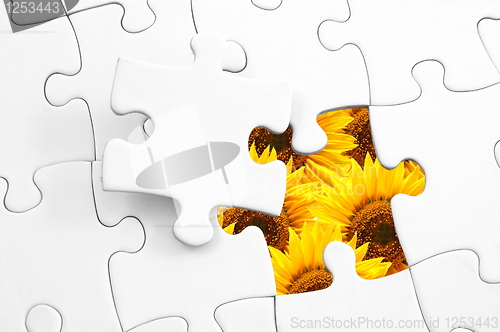 Image of puzzle and flower