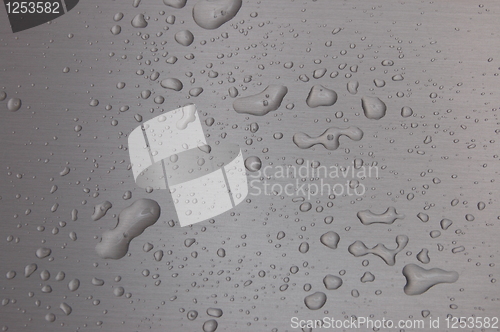 Image of water drops on metal surface